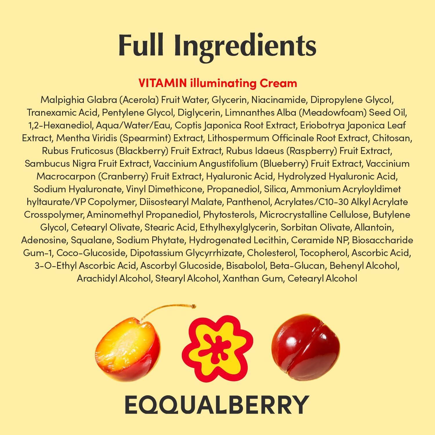 image:imageEQQUALBERRY Vitamin Illuminating Cream Vitamin C amp 5 Niacinamide 3 TXA Dark spots Cream Ceramide Barrier Strength Glowy Lightweight Hydration 169 floz 50ml