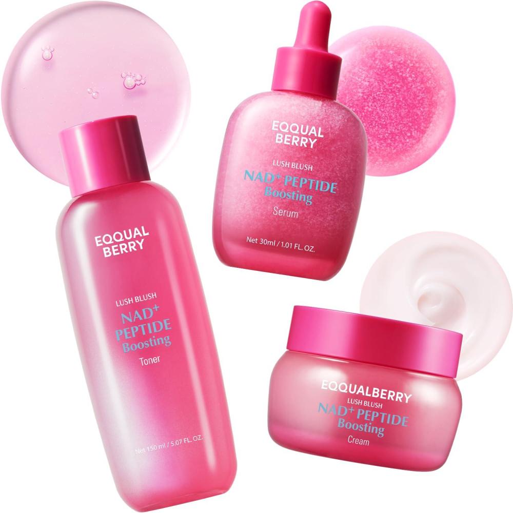 image:imageEQQUALBERRY NAD Peptide Boosting Skincare Set Toner Serum Cream AntiAging Korean Skin Care 5 Ceramides amp Vegan Collagen for Wrinkles amp Radiant Glow