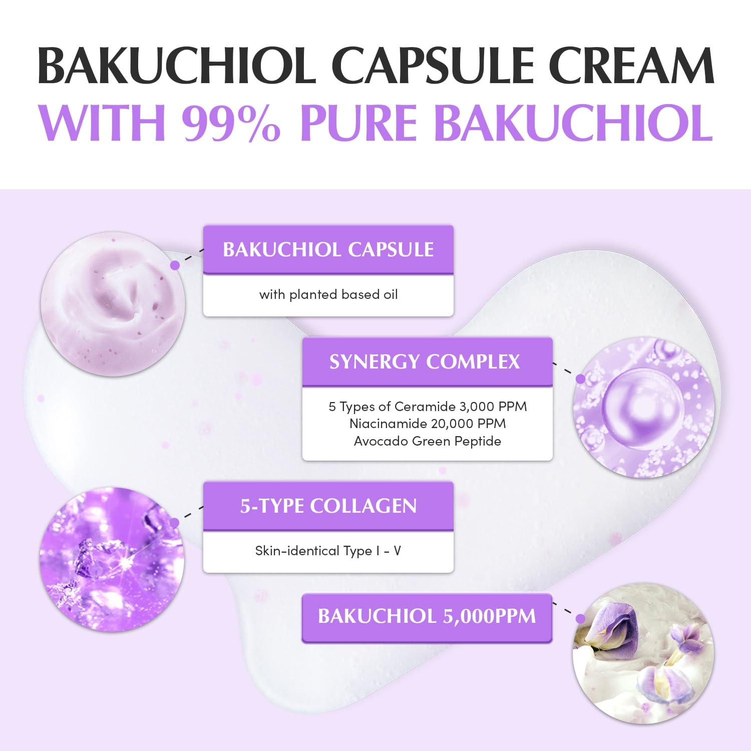 image:imageBakuchiol Plumping Capsule Cream Retinol Alternative Moisturizer for Firming and Pore Care with 99 Pure Bakuchiol 5 Types of Collagen amp Ceramide Complex 169 floz 50ml