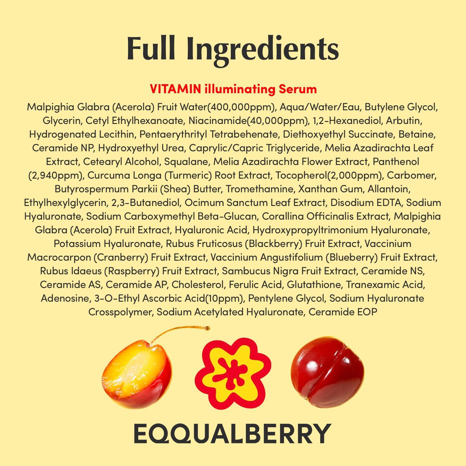 image:imageEQQUALBERRY NAD Peptide Boosting Smoothie Serum AntiAging Korean Skin Care Firming Serum with 5 Ceramides amp Vegan Collagen for Wrinkles amp Radiant Glow101oz30mlAcerola Vitamin C Serum