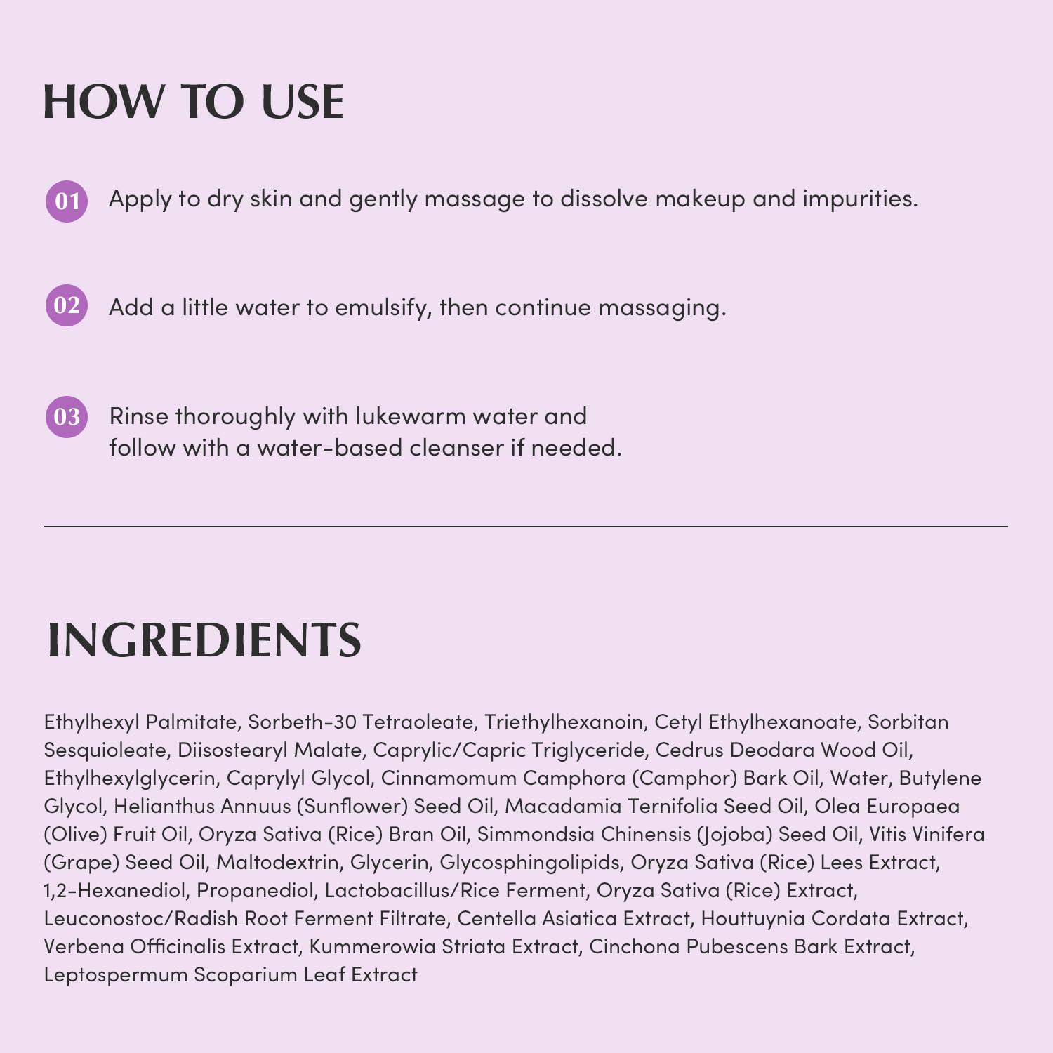 image:imageEQQUALBERRY Purple Rice Pore Smoothing Cleansing Oil Deep Cleansing for Pores amp Blackheads Korean Oil Cleanser for Face amp Makeup Remover Hydrating amp Soothing Formula 676 floz