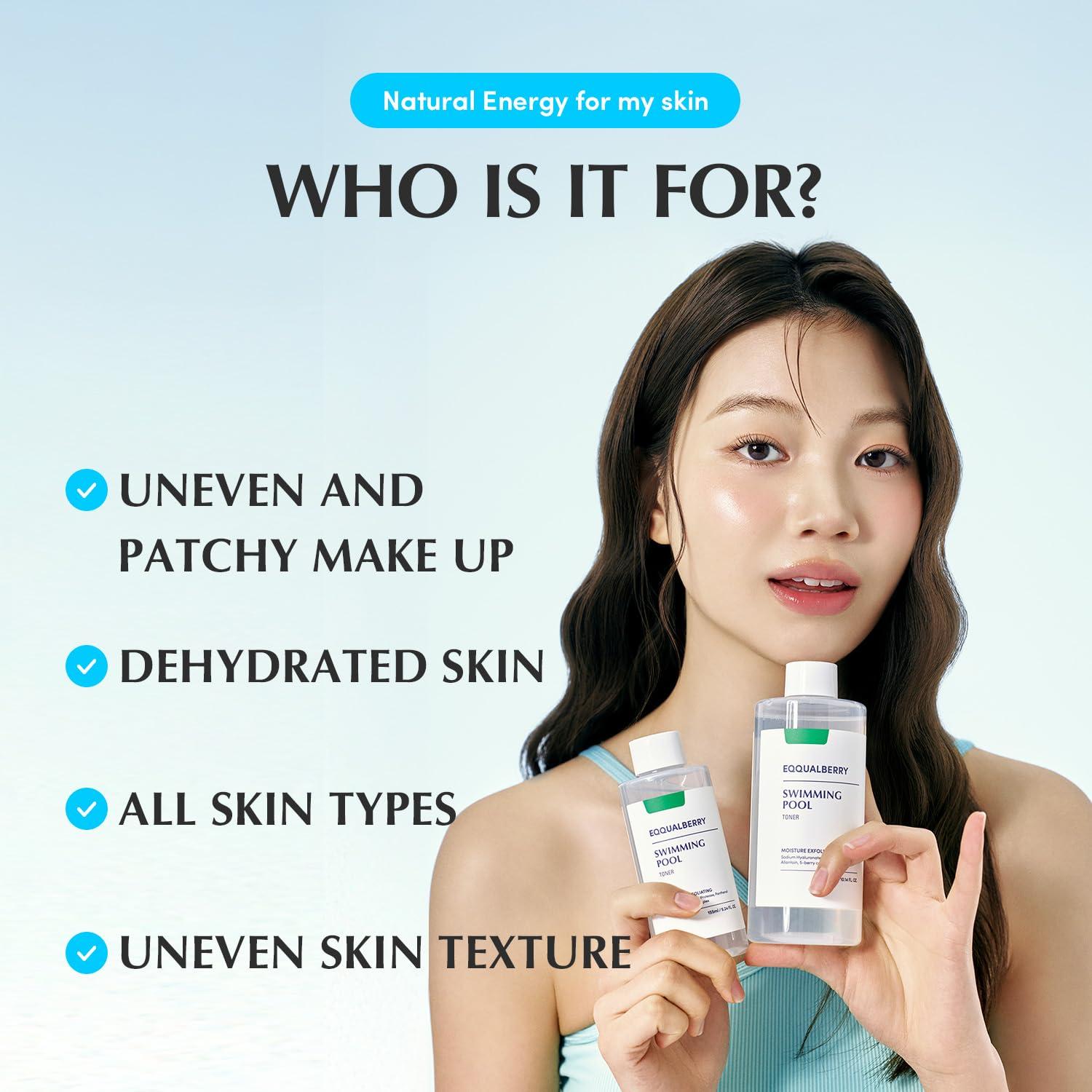 image:imageEQQUALBERRY Swimming Pool Toner Korean Toner for Daily Exfoliating amp Deep Hydration with Natural Enzyme Protease amp Hyaluronic Acid For Sensitive Skin 1014 Fl Oz 300ml