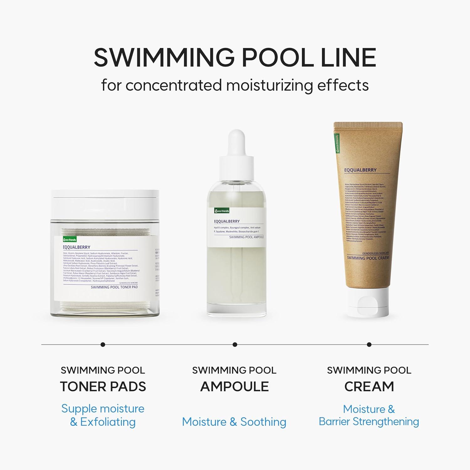 image:imageEQQUALBERRY Swimming Pool Toner Pads DualTextured Facial Toner Pads for Pore Care and Gentle Exfoliation Boosted Hydration with Hyaluronic Acid Korean Toner Pads for Face 70 Pads