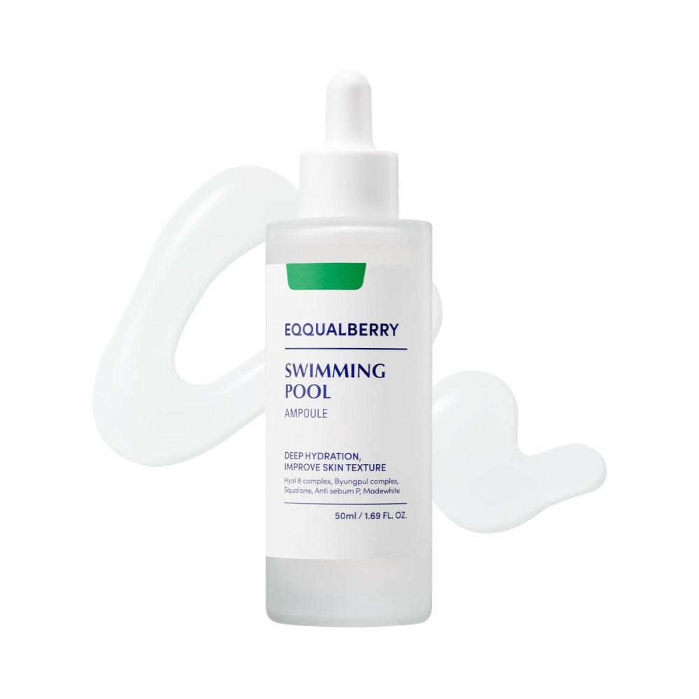 image:imageEQQUALBERRY Swimming Pool Ampoule Hyaluronic Acid Serum for Glass Skin Deep Hydration and Soothing with CICA Extracts Korean Skin Care Serum 169 Fl Oz 50ml