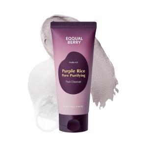 EQQUALBERRY Purple Rice Pore Purifying Pack Cleanser – Dual-Use Clay Mask & Foam Cleanser | Deep Cleansing for Pore Care & Skin Prep | AHA+BHA+PHA | Korean Skincare for Glass Skin, 4.58 OZ. (130g)