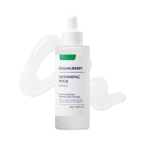 EQQUALBERRY Swimming Pool Ampoule – Hyaluronic Acid Serum for Glass Skin | Deep Hydration and Soothing with CICA Extracts | Korean Skin Care Serum, 1.69 Fl. Oz. 50ml