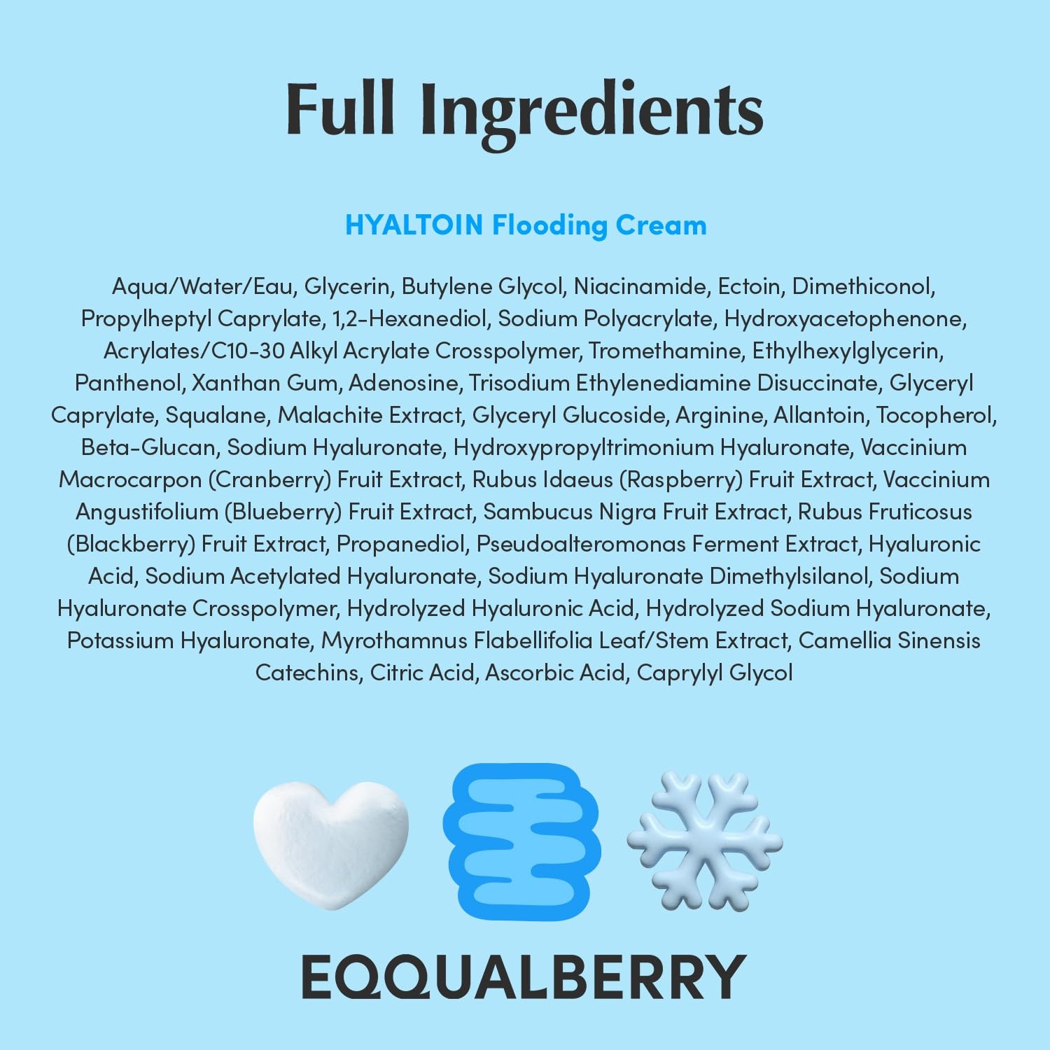 image:imageEQQUALBERRY HYALTOIN Flooding Cream 5 Hyaluronic Acid amp Ectoin 10 Glacier Water Quick Cooling Gel Moisturizer Hydration Barrier Repair amp Redness Relief Korean Skincare 169 floz 50ml